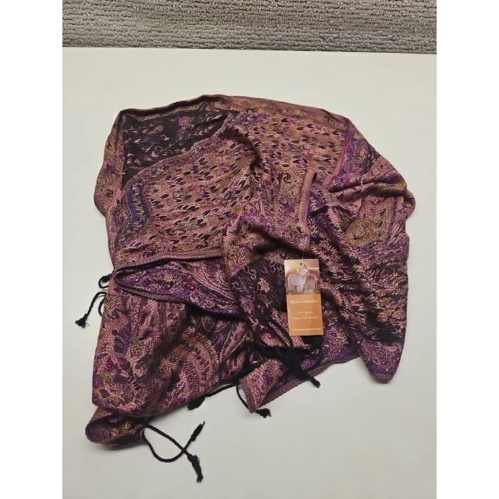 NWT Alpaca Connection scarf natural fiber garment hypoallergenic floral‎ print